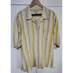 Tommy Bahama Men's Silk Strips Short Sleeve Button Up Hawaiian Shirt Sz XL